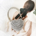 Artistic layout of a mini silver heart evening bag with sparkling rhinestones on a magazine - Mini / Silver Square Diamond Chain