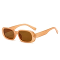 Retro amber rectangle sunglasses with dark brown lenses in a small fashion frame - Jelly Tea