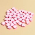 Scattered 10mm pink heart polymer clay beads with white outline for DIY jewelry making - Rose Red