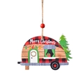 Ornamento natalizio in legno a forma di camper scozzese con testo e perla rossa - Stile Camper