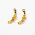 Banana fruit charm pendant with gold finish and sparkling yellow and green cubic zirconia - Banana