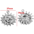 Silver stainless steel sun and moon pendant showing 25mm and 30mm diameter sizes - Style F / Steel