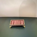 Deep purple velvet jewelry display tray with gold metal frame and seven ring slots - Burgundy Velvet Jewelry Box / Burgundy