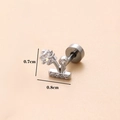 Pendiente de acero plateado con flor de luna de circonita, tamaño 0.7x0.8cm para cartílago - Plata 9#