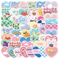 Macro view of colorful heart-shaped waterproof stickers with cute patterns for scrapbooks - Cute Cartoon Animals & Fruit Hearts(TQ50-1130)