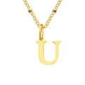 Collier minimaliste en chaîne à billes dorée avec un pendentif poli en lettre U - Lettre U / Or