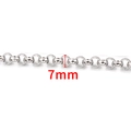 7mm silver rolo chain links in polished stainless steel for DIY jewelry making - Pearl Link Chain / 7mm / Steel