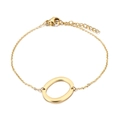 Minimalist gold stainless steel bracelet featuring a letter O pendant with lobster clasp - Letter O(KB116119-K)