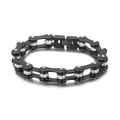 Black bicycle chain style titanium bracelet for men with sparkling white zircon inlay - 20cm Black with White Zirconia Style (KB150651-KFC)