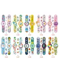 Detailset mit 10 Cartoon-Temporär-Tattoos im Uhrendesign mit Dinosauriern und Meerjungfrauen - Uhr Stil Aufkleber