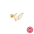 Gold plated S925 sterling silver evil eye stud earring with opal and cubic zirconia - Gold #5