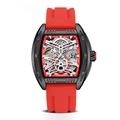 Orologio meccanico sportivo MEGIR con cinturino in silicone rosso e quadrante scheletrato - Cassa Nera Cinturino Rosso