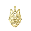 Golden geometric wolf head pendant crafted in stainless steel for jewelry making - Hollow Wolf Head / Gold