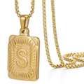 Collar de cadena box de acero inoxidable chapado en oro 18K con colgante de letra S - Oro S