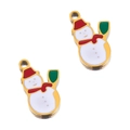 Colgante de muñeco de nieve en acero inoxidable dorado con detalles de esmalte - Muñeco de nieve dorado