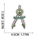 Detail view of compass embroidery patch with dimensions in green and yellow - Compass Divider Style (X30QC-088-07)
