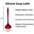Mestolo lungo in silicone rosso alimentare con anima in nylon e foro per appenderlo - Grande (Spesso) / Rosso