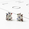 Pair of silver Ferris wheel charms with colorful rhinestones for DIY bracelets - Ferris Wheel