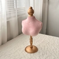 Pink velvet mannequin jewelry display stand with floral embossing and gold metal base - Pink Embossed High Style