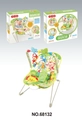 Detail view of baby bouncer with vibration function and hanging animal toy bar - Small Frame Style (Green)