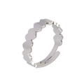 Minimalist silver vintage open ring featuring a continuous heart shaped link pattern - Linked Hearts-Silver