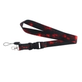 Black lanyard with red nebula galaxy print featuring metal clasp and safety buckle - KP792-11 Red Nebula