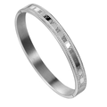 Bracciale in acciaio argentato con numeri romani e doppia fila di cristalli bianchi - Color Acciaio