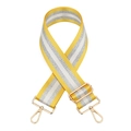 Adjustable woven bag strap with yellow and silver stripes and gold-tone metal buckles - Gold Buckle / Yellow