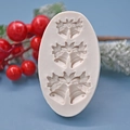 Off-white silicone bell mold for Christmas cake baking and DIY resin crafts - Bell and Leaf Relief Style / Off White