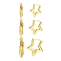 Tres pares de pendientes de aro con forma de estrella de pentagrama dorados en tres tamaños - Juego de Aros en Forma de Estrella (5934001HB) / Dorado