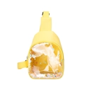 Kids clear PVC crossbody bag in vibrant yellow with colorful quicksand glitter decoration - Yellow