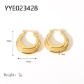 18K gold plated thick stainless steel hoop earrings measuring 30mm height and 28mm width - Gold Minimalist Hoop Style (YYE023428)