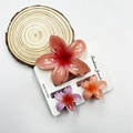Plumeria flower hair claw set in pink, purple, and orange on a display card - Mixed Color Set #15 (includes Cards)