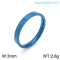 Minimalist 3mm blue plated stainless steel ring band for couples in a smooth finish - US 6 / 3mm Simple Polished Style (KR101285-K) / Blue
