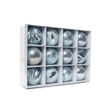 Set di 12 palline di Natale azzurre con diverse texture in una confezione regalo bianca - Set da 12/6cm / Azzurro