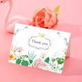 Floral Thank You greeting card with golden crown detail and pink flower illustrations - S604-4 Thank You Gold Crown