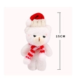 Weiße 15cm Plüschbär mit roter Strick-Weihnachtsmütze und einem gestreiften Schal - Cremeweißer Gelenkbär mit Schal (Zufällige Farbe)