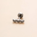 Clou d'oreille en acier inoxydable argenté avec design ondulé et pierres de zircon blanc - Rangée de Strass Vague Argent (4#) / Argenté