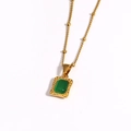 Detail of gold bead chain with green gemstone perfume bottle pendant on white background - Green Gemstone (Style 2)