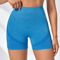 Short de yoga sans couture bleu roi taille haute pour femmes avec effet push-up - S / Bas / Bleu