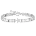 12MM stainless steel star bracelet with rectangular cubic zirconia in silver finish - Steel White Rhinestone