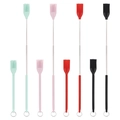 Mini silicone spatula set in four colors with retractable metal handles on white background - Oil Brush / Pink