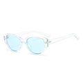 Lunettes de soleil œil de chat rétro avec monture transparente et verres teintés bleu clair - Monture Bleue Verres Bleus