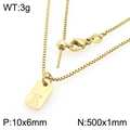 Golden stainless steel necklace featuring a rectangular 'K' letter pendant and box chain - Gold Letter K Style (KN293703-Z)