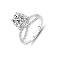Elegant 925 sterling silver moissanite ring with twisted band and clear sparkling stones - FDJZ-069-Moissanite (D Color)
