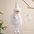 Angelo di Natale bianco in peluche con paillettes, decorazione appesa da 37x14cm - Ragazza di Natale B