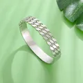 Bracciale a tre strati traforati in acciaio inossidabile argento lucido da donna - Stile Occhio di Cavallo Cavo / Color Acciaio
