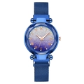 Orologio da donna blu con quadrante glitterato viola e cinturino magnetico mesh - Solo orologio / Blu