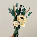 Handmade dried flower bouquet with beige sola flowers and green eucalyptus leaves - Peony Bundle