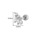Silver screw back ear stud with clear marquise zircon stones measuring 0.76cm in height - Marquise Curved Design (0180-9# Silver)